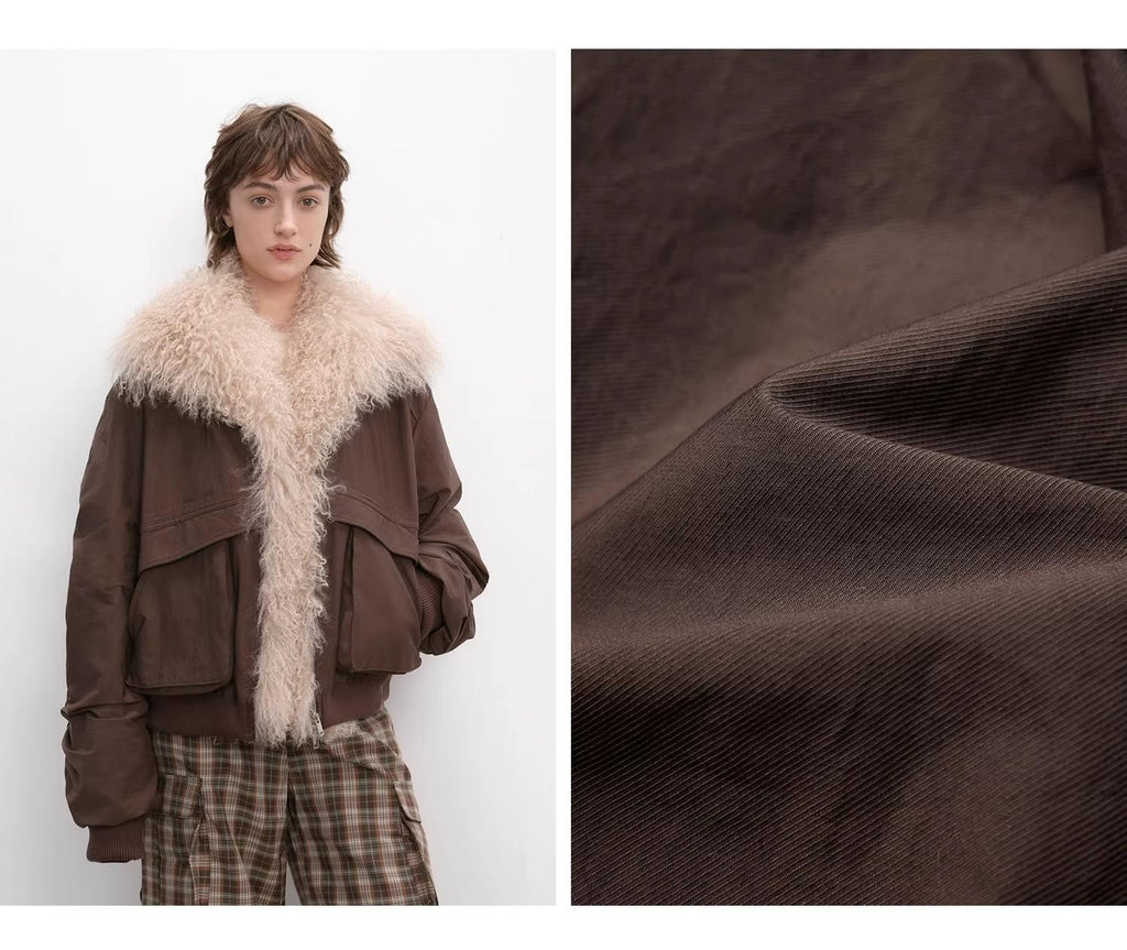 Detachable Wool Collar Down Jacket – Pilot Style Warmth & Elegance