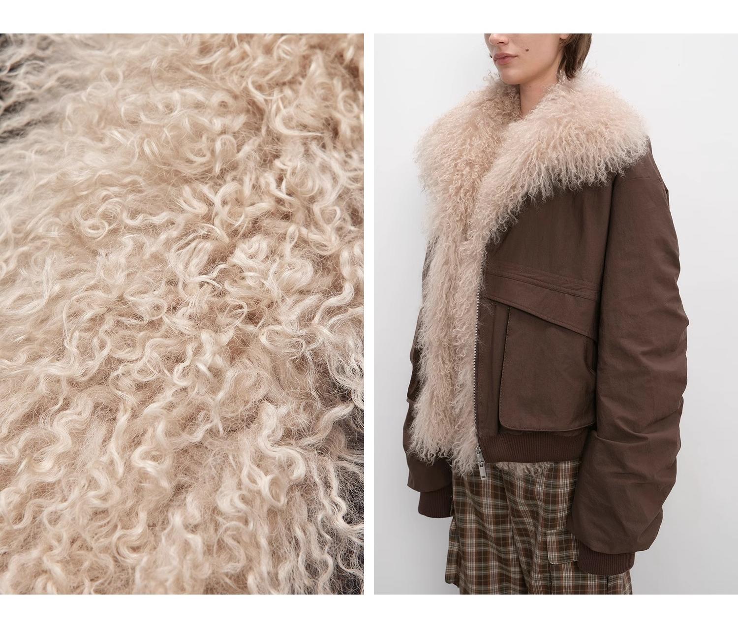 Detachable Wool Collar Down Jacket – Pilot Style Warmth & Elegance