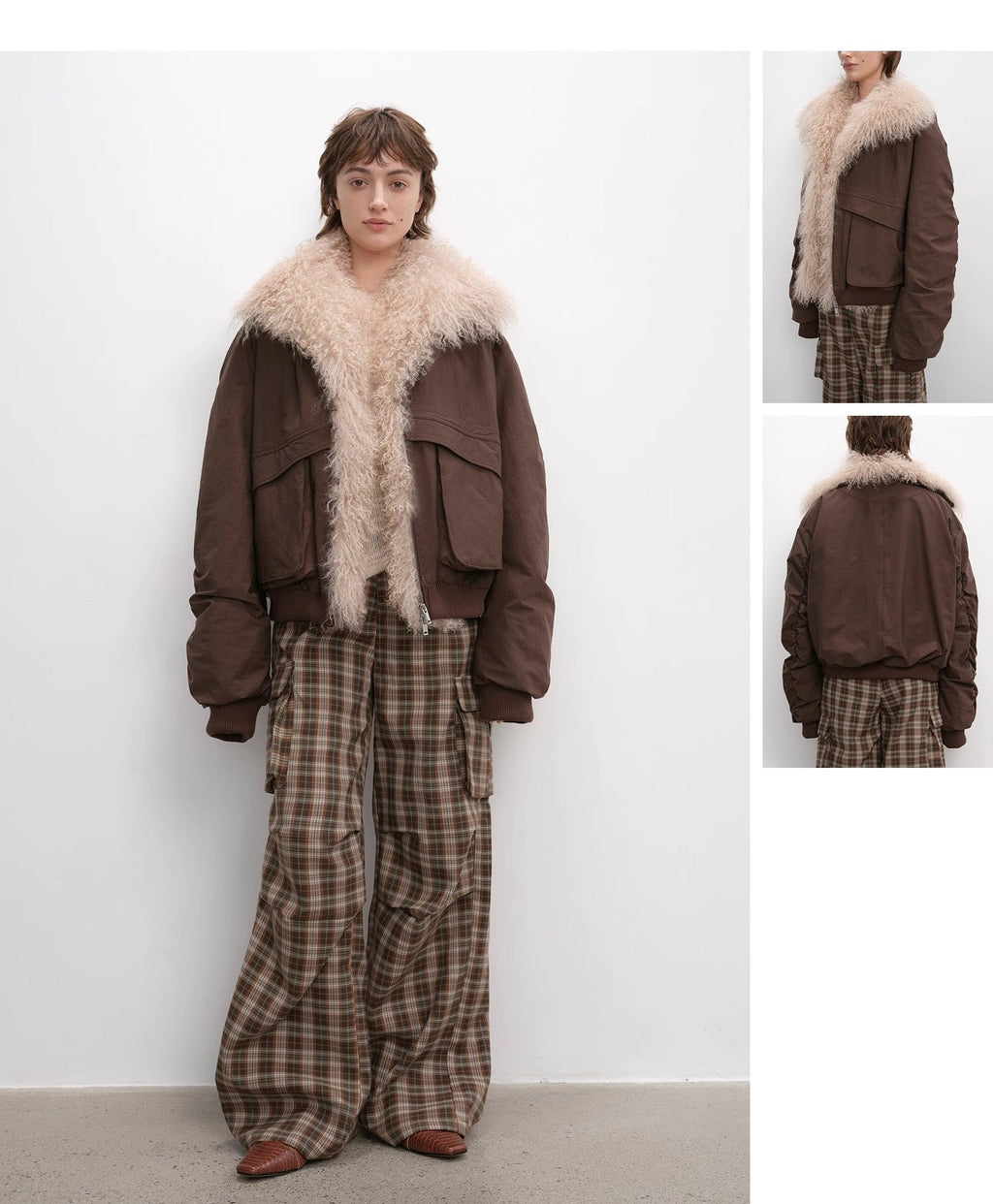 Detachable Wool Collar Down Jacket – Pilot Style Warmth & Elegance