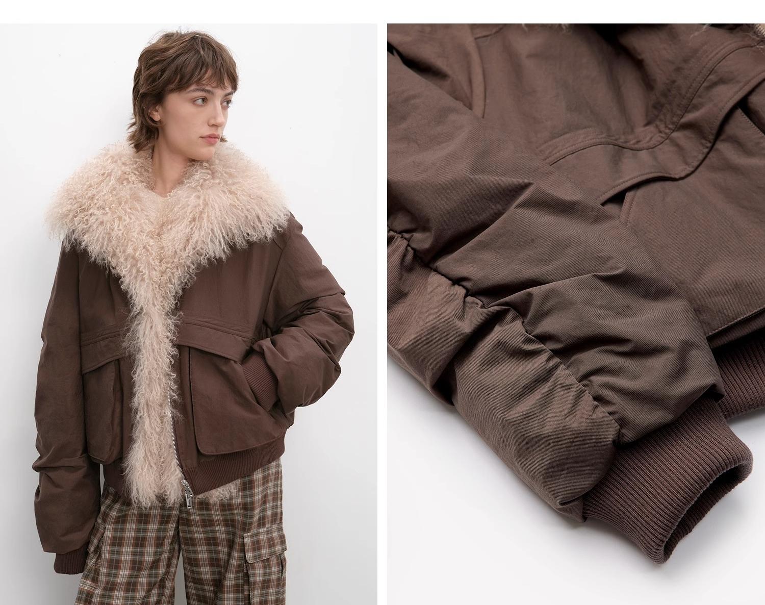 Detachable Wool Collar Down Jacket – Pilot Style Warmth & Elegance