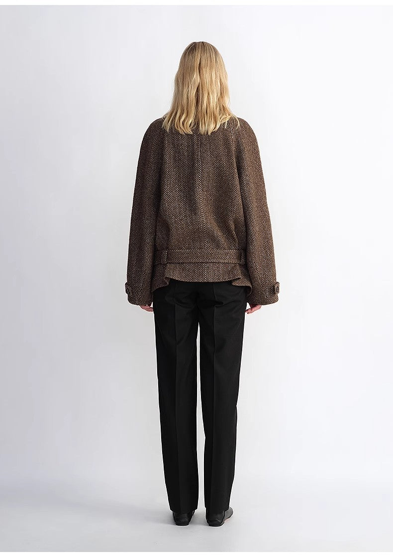 Short Cocoon Wool-Linen Blazer – Italian Elegance