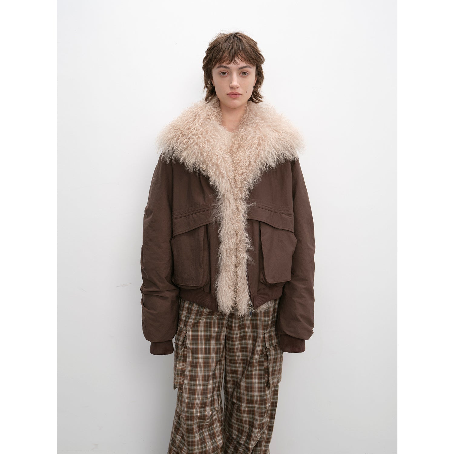 Detachable Wool Collar Down Jacket – Pilot Style Warmth & Elegance